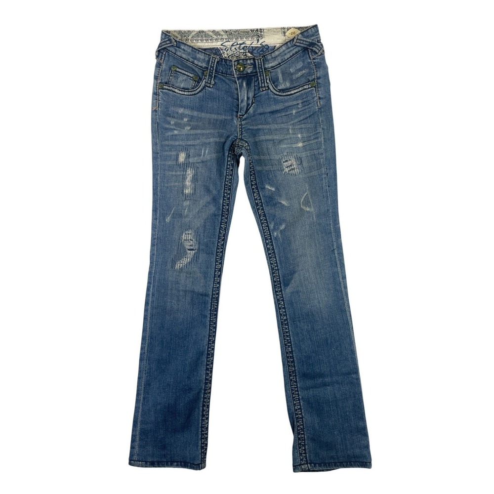 Stitches Maya Women's Blue Distressed Denim‎ Jeans Size 26 Stretch Casual Style